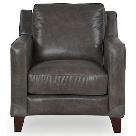 Contemporary Leather Chair with Track Arms